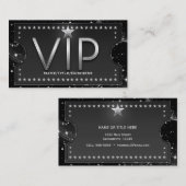 Zwart & Zilver Chic Glam VIP Aangepast Ticket (Voorkant / Achterkant)