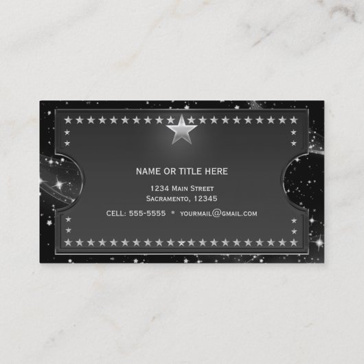 Zwart & Zilver Chic Glam VIP Aangepast Ticket (Achterkant)