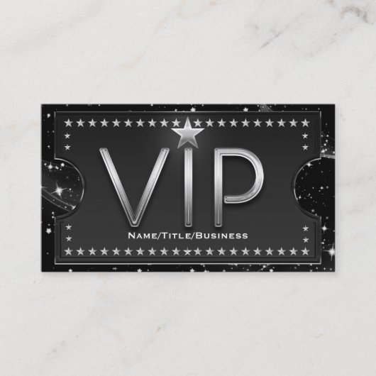Zwart & Zilver Chic Glam VIP Aangepast Ticket (Voorkant)