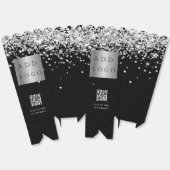 Zwart zilver confetti QR code business logo Bedankdoosjes (Ongevouwen)