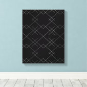 Zwart-zilver, cool, elegant, eenvoudig modern patr canvas afdruk (Insitu (Houten vloer))