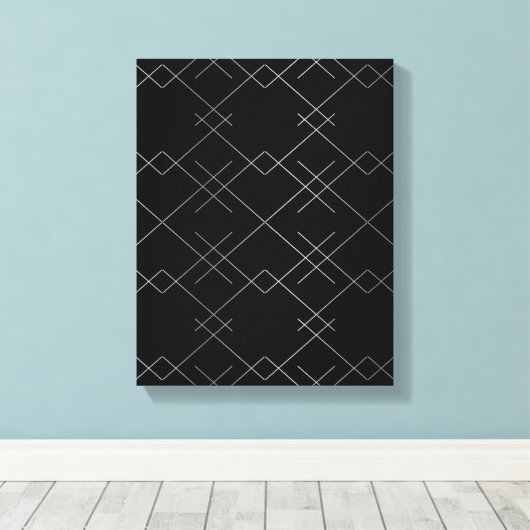 Zwart-zilver, cool, elegant, eenvoudig modern patr canvas afdruk (Insitu (Houten vloer))