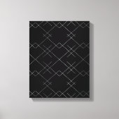 Zwart-zilver, cool, elegant, eenvoudig modern patr canvas afdruk (Voorkant)