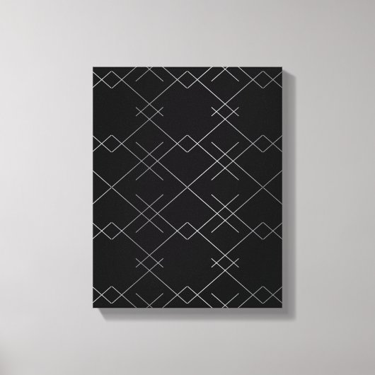 Zwart-zilver, cool, elegant, eenvoudig modern patr canvas afdruk (Voorkant)