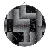 Zwart, zilver, cool, unieke, trendy vierkante vorm dartbord (Voorkant)
