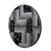 Zwart, zilver, cool, unieke, trendy vierkante vorm dartbord (Voorkant Rechts)