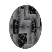 Zwart, zilver, cool, unieke, trendy vierkante vorm dartbord (Voorkant Links)