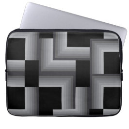 Zwart, zilver, cool, unieke, trendy vierkante vorm laptop sleeve
