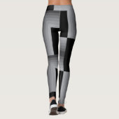 Zwart, zilver, cool, unieke, trendy vierkante vorm leggings (Achterkant)