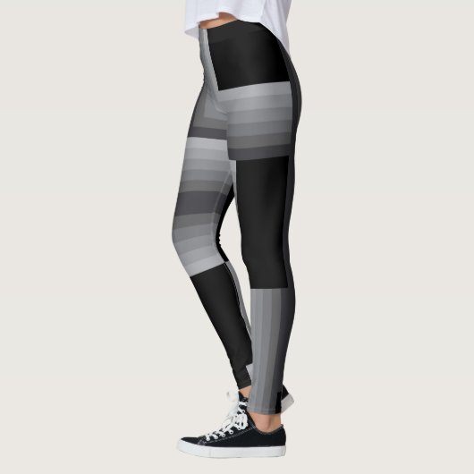 Zwart, zilver, cool, unieke, trendy vierkante vorm leggings (Links)