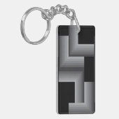 Zwart, zilver, cool, unieke, trendy vierkante vorm sleutelhanger (Voorkant Links)