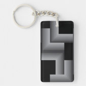 Zwart, zilver, cool, unieke, trendy vierkante vorm sleutelhanger (Voorkant)