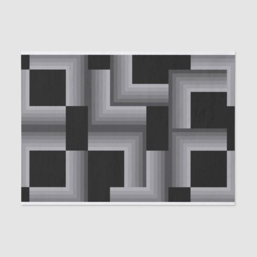 Zwart, zilver, cool, unieke, trendy vierkante vorm tissuepapier (Voorkant)