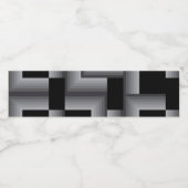 Zwart, zilver, cool, unieke, trendy vierkante vorm waterfles etiket (Enkel label)