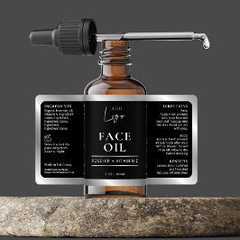 Zwart & Zilver Cosmetische Skincare Bottle Label