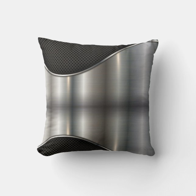 Zwart, Zilver Design Kussen (Voorkant)