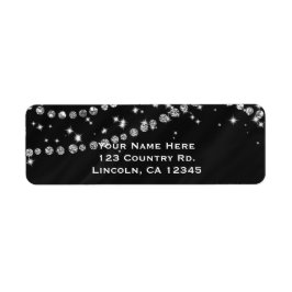 Zwart & Zilver Diamant Bling Glam Glitters Etiket