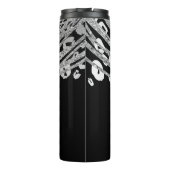 Zwart Zilver Elegant Glitter Leopard Cheetah Print Thermosbeker (Achterkant)