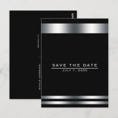 Zwart & Zilver Elegant Verloving Save the Date Briefkaart (Voorkant / Achterkant)