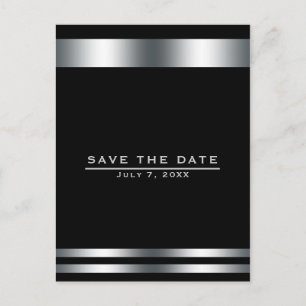 Zwart & Zilver Elegant Verloving Save the Date Briefkaart