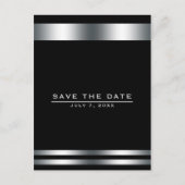 Zwart & Zilver Elegant Verloving Save the Date Briefkaart (Voorkant)