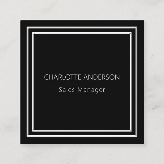 Zwart zilver elegante minimalistische QR-code Vierkante Visitekaartje (Voorkant)