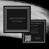 Zwart zilver elegante minimalistische QR-code Vierkante Visitekaartje