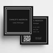 Zwart zilver elegante minimalistische QR-code Vierkante Visitekaartje