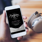 Zwart zilver elke leeftijd verjaardagsfeestuitnodi kaart