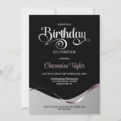 Zwart zilver elke leeftijd verjaardagsfeestuitnodi kaart (Voorkant)