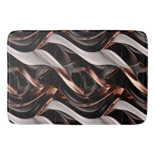 Zwart, Zilver en Koper Abstract 3D-effect Badmat (Voorkant)