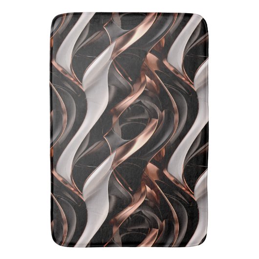 Zwart, Zilver en Koper Abstract 3D-effect Badmat (Voorkant Verticaal)