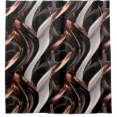 Zwart, Zilver en Koper Abstract 3D-effect Douchegordijn (Voorkant)
