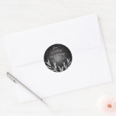Zwart, zilver en Roos Gold Glitter Wedding Ronde Sticker (Envelop)