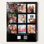 Zwart zilver familie foto collage naam 2026 planner (Achterkant)