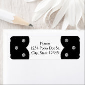 Zwart & Zilver Faux Folie Polka Dots Adresetikette Etiket (Insitu)