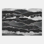 Zwart zilver folie glitter classy elegant chic inpakpapier vel (Voorkant 3)