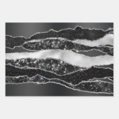 Zwart zilver folie glitter classy elegant chic inpakpapier vel (Voorkant)