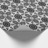Zwart Zilver Geometrisch Floral Star cadeaupapier (Hoek)