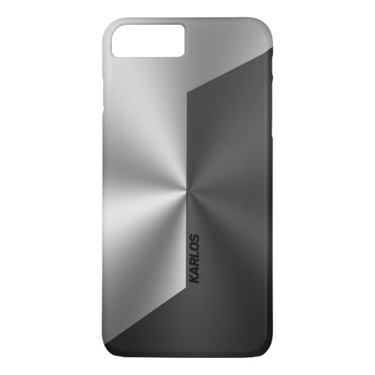 Zwart & Zilver Geometrische Faux Roestvrij staal Case-Mate iPhone Case (Achterkant)