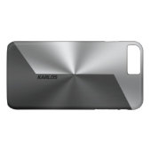 Zwart & Zilver Geometrische Faux Roestvrij staal Case-Mate iPhone Case (Achterkant (Horizontaal))