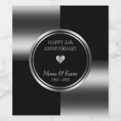 Zwart & Zilver Geometrische vormen Wijn Etiket (Enkel label)