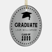Zwart Zilver Gepersonaliseerd Afstuderen Mannelijk Keramisch Ornament (Rechts)