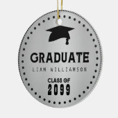 Zwart Zilver Gepersonaliseerd Afstuderen Mannelijk Keramisch Ornament (Links)
