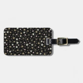 zwart, zilver, glanzend, helder, ster, kleur, bagagelabel (Voorkant horizontaal)