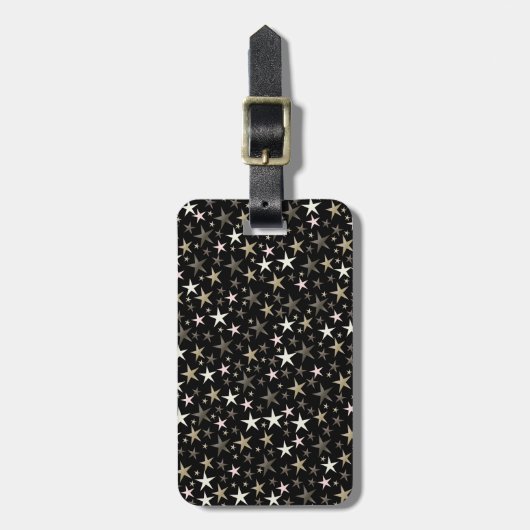 zwart, zilver, glanzend, helder, ster, kleur, bagagelabel (Voorkant verticaal)