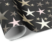 zwart, zilver, glanzend, helder, ster, kleur, cadeaupapier (Rol Hoek)