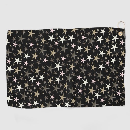 zwart, zilver, glanzend, helder, ster, kleur, golfhanddoek (Horizontaal)