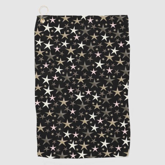 zwart, zilver, glanzend, helder, ster, kleur, golfhanddoek (Voorkant)