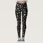 zwart, zilver, glanzend, helder, ster, kleur, leggings (Voorkant)